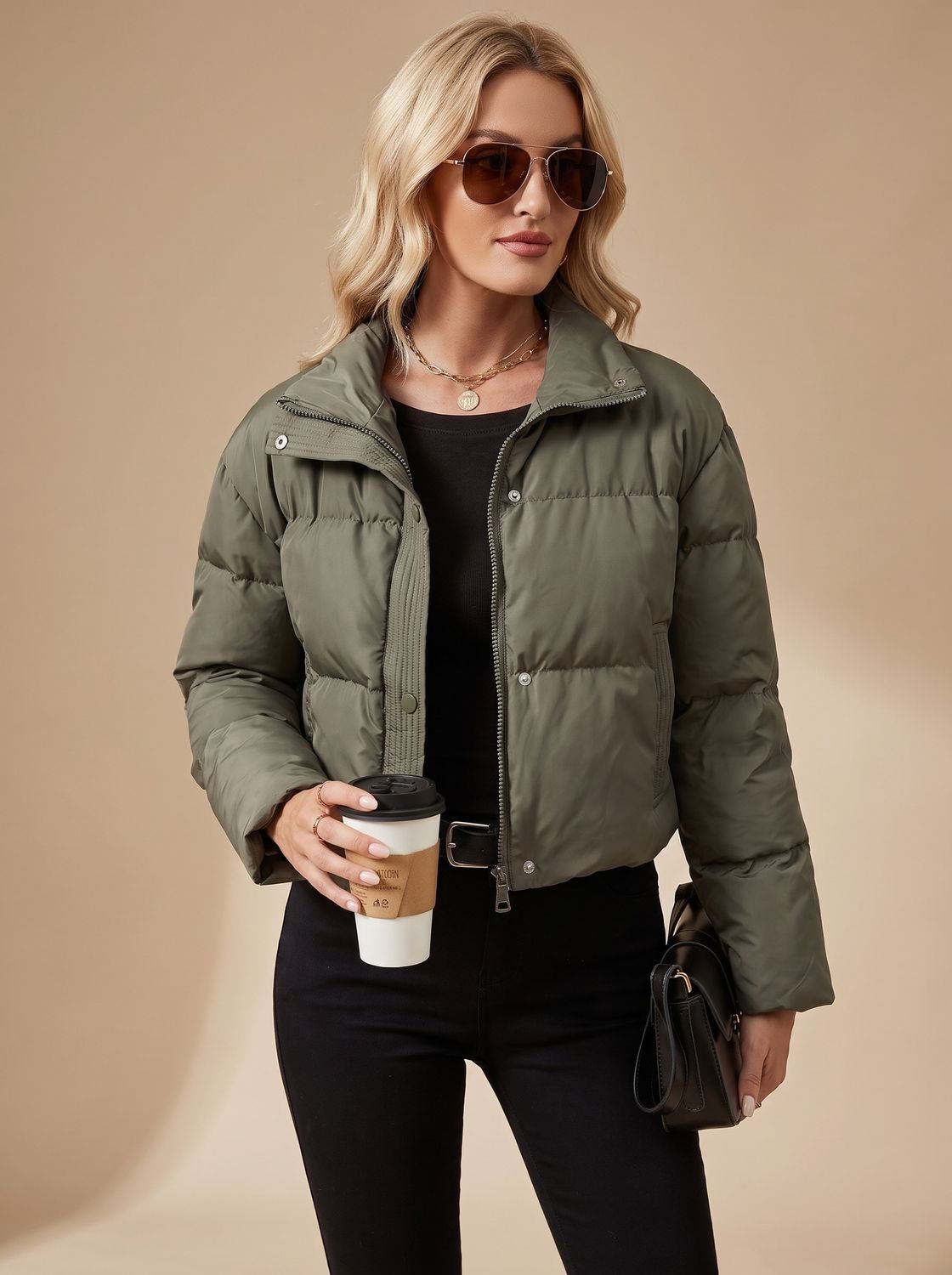 Mia | Veste matelassée femme courte avec fermeture éclair et col montant