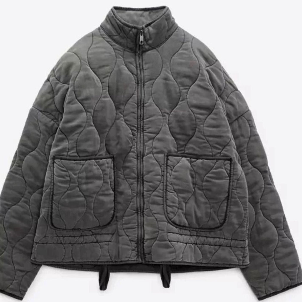 Lena | Veste matelassée cropped pour femmes avec col montant, fermeture éclair et poches