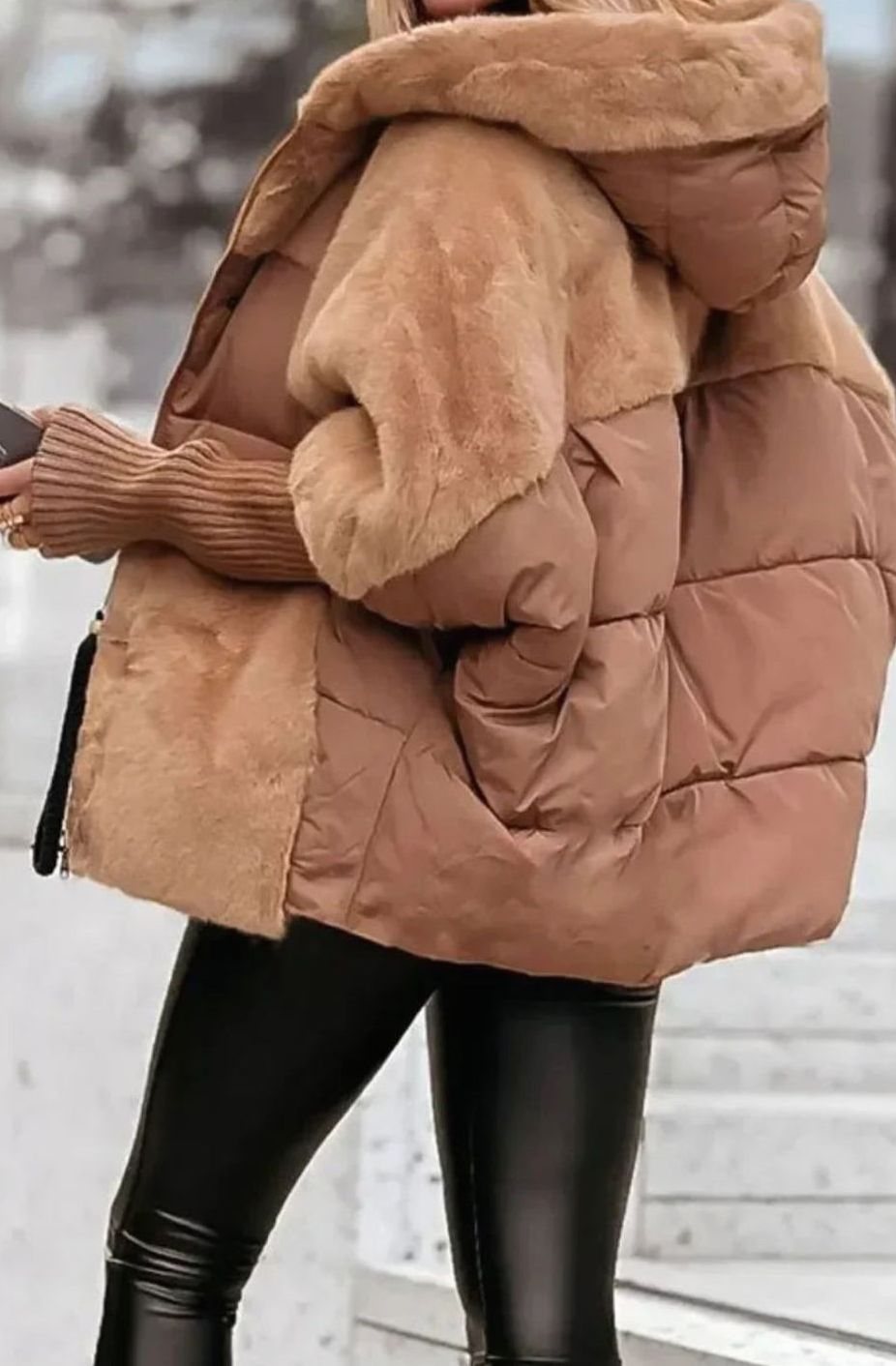 Marlene | Veste d'hiver pour femmes en duvet avec capuche en fausse fourrure