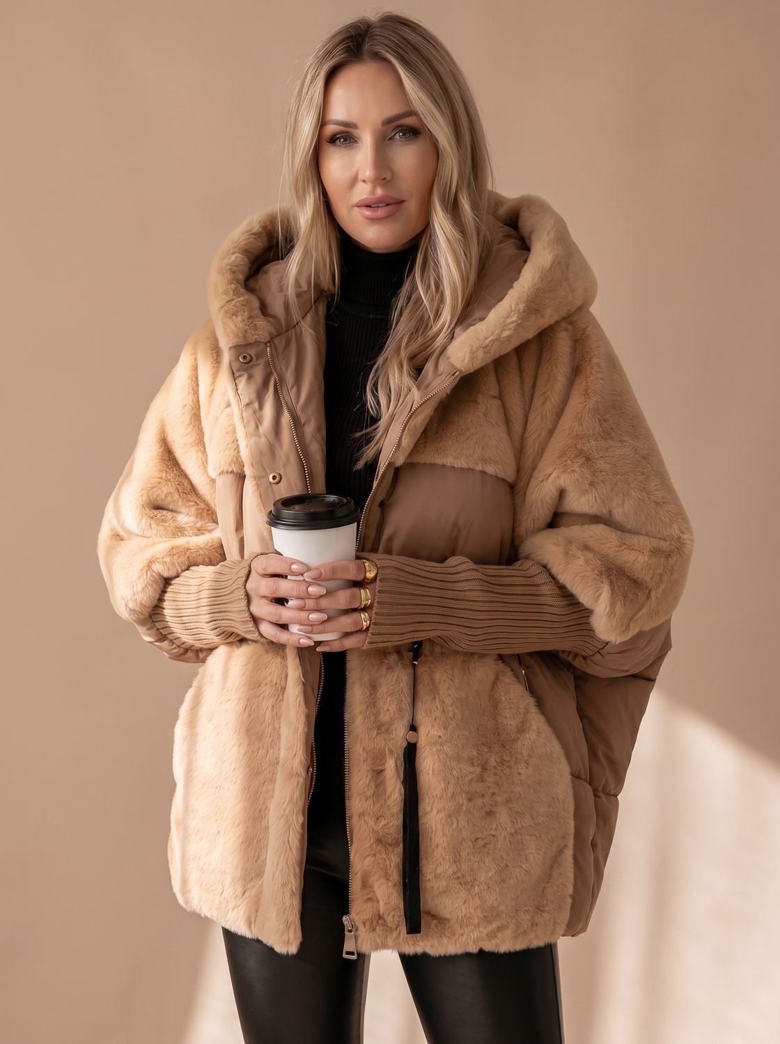 Marlene | Veste d'hiver pour femmes en duvet avec capuche en fausse fourrure