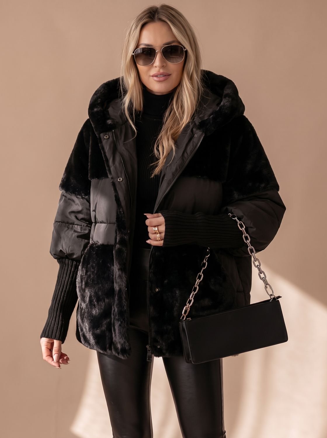 Marlene | Veste d'hiver pour femmes en duvet avec capuche en fausse fourrure