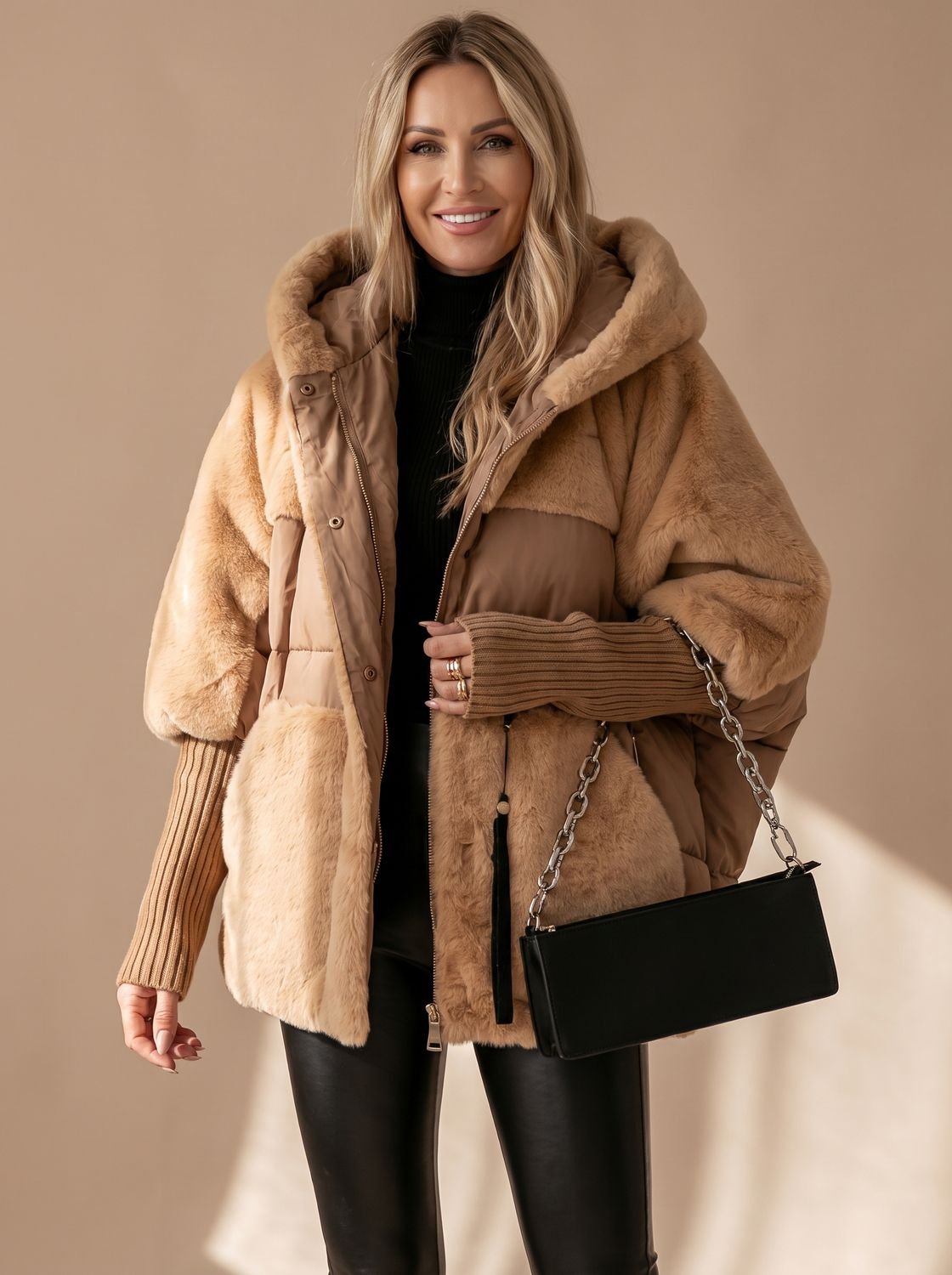 Marlene | Veste d'hiver pour femmes en duvet avec capuche en fausse fourrure