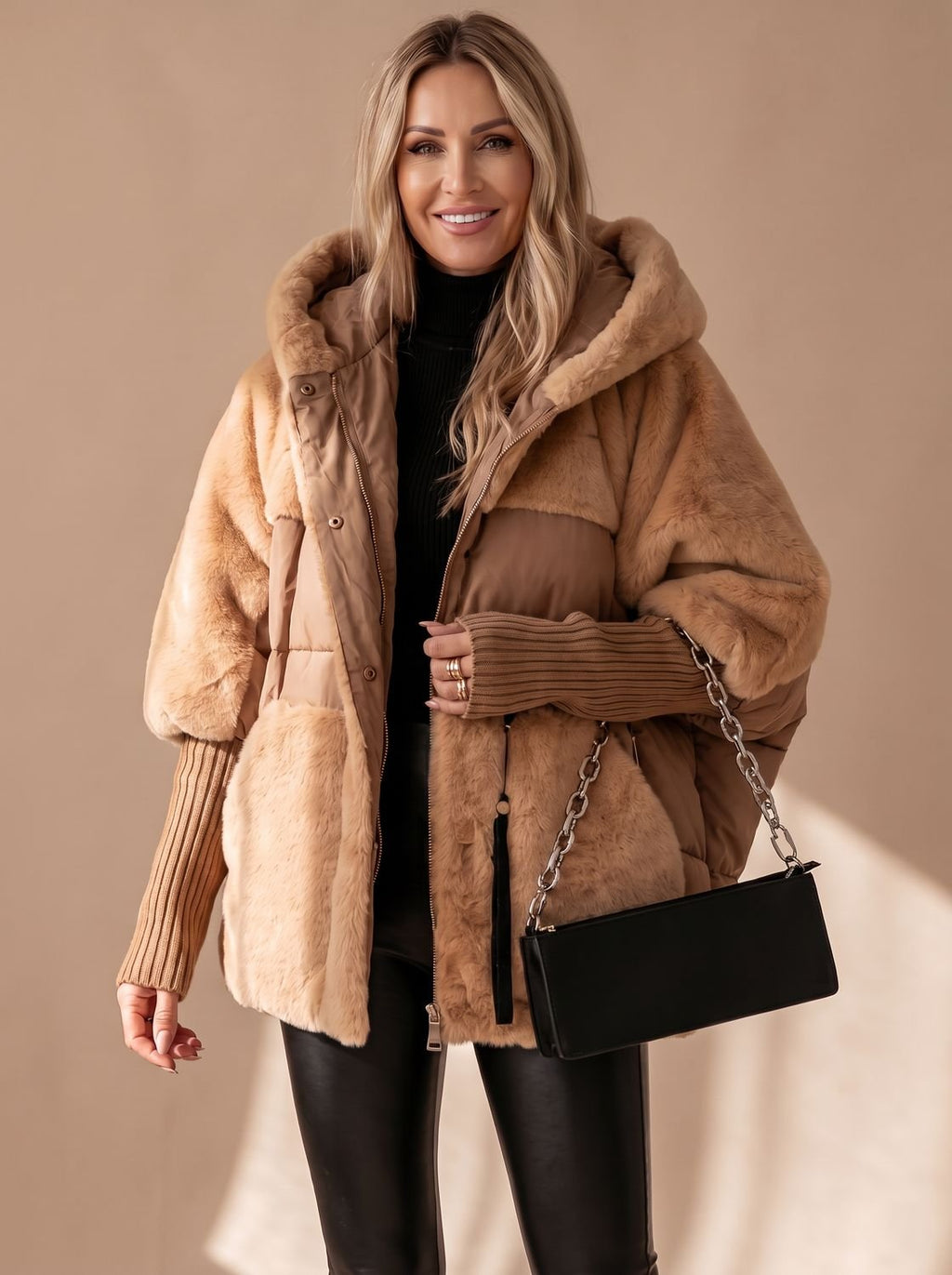 Marlene | Veste d'hiver pour femmes en duvet avec capuche en fausse fourrure