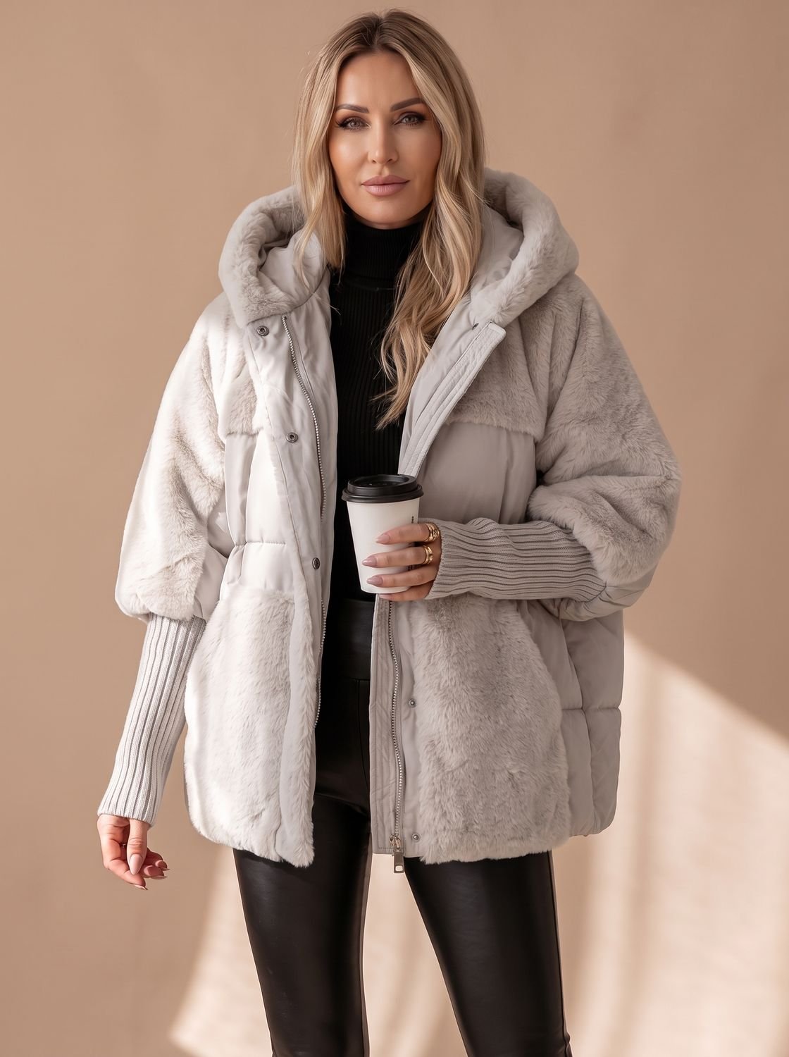 Marlene | Veste d'hiver pour femmes en duvet avec capuche en fausse fourrure
