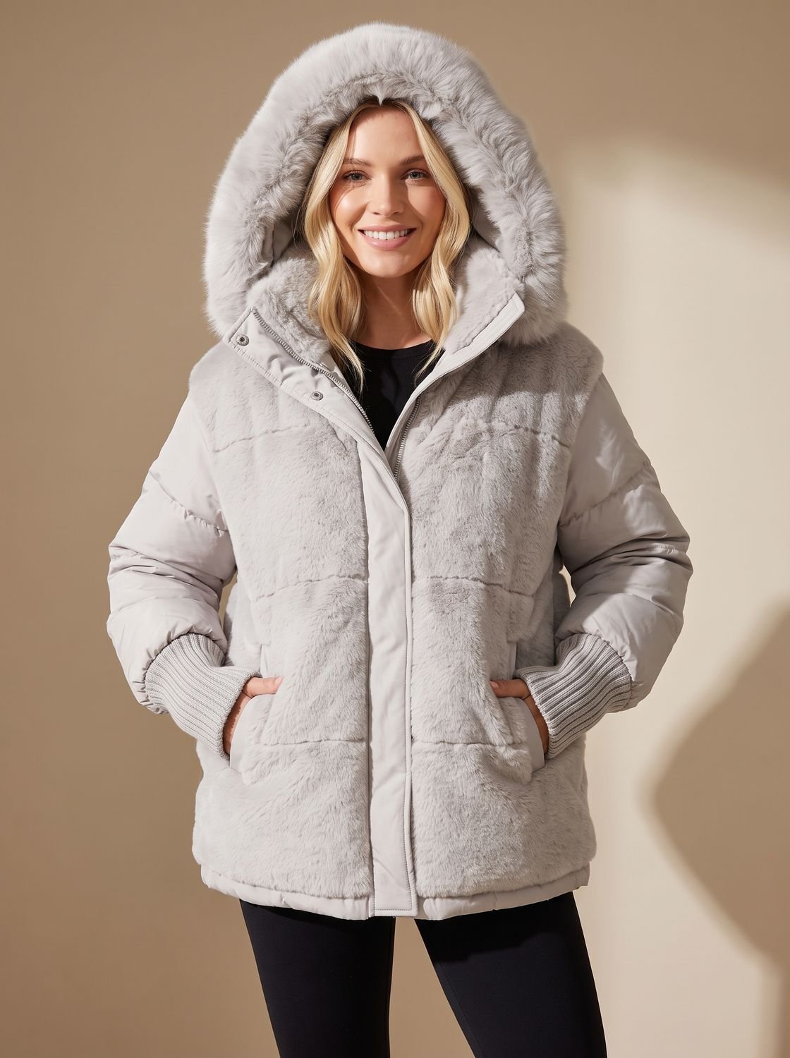 Marlene | Veste d'hiver pour femmes en duvet avec capuche en fausse fourrure