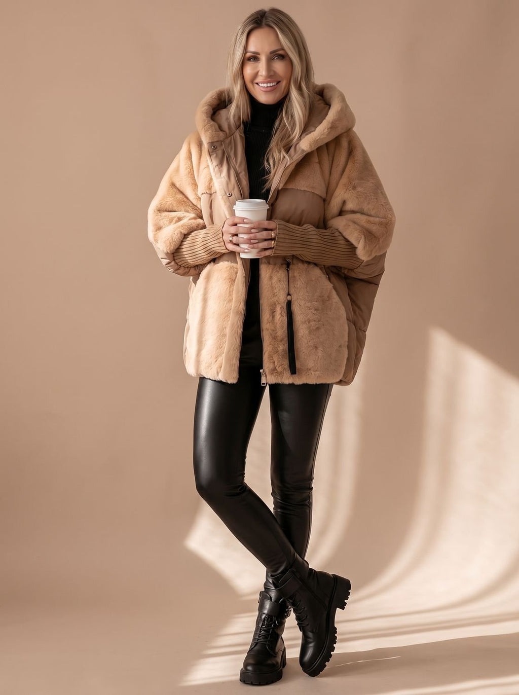 Marlene | Veste d'hiver pour femmes en duvet avec capuche en fausse fourrure