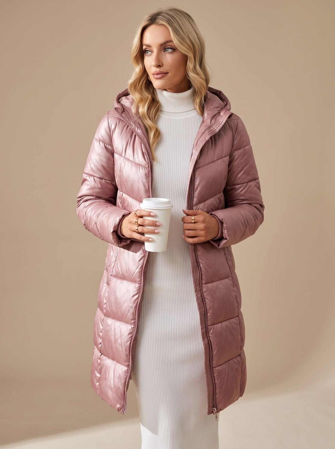 Annika | Veste en duvet pour femmes, mi-longue, matelassée, avec capuche et poches