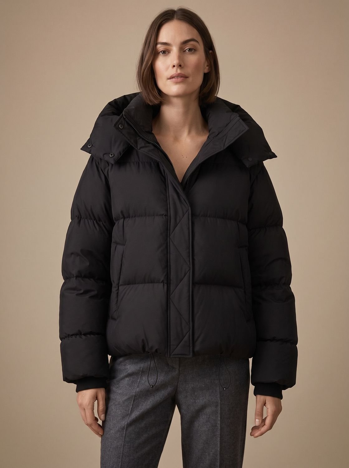 Elfriede | Veste en duvet pour femmes Oversize à capuche courte hiver