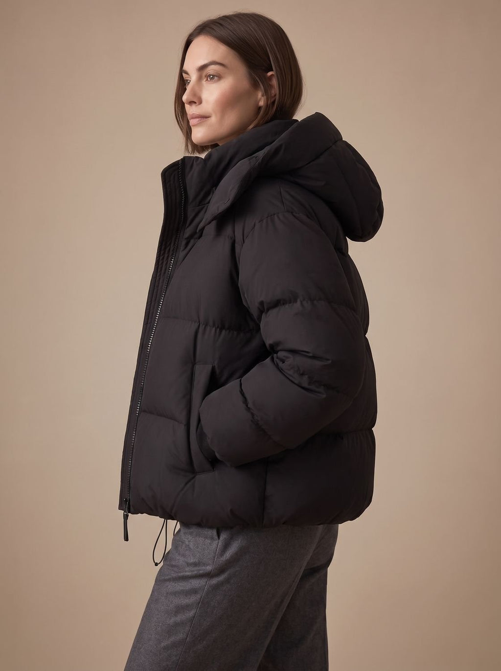 Elfriede | Veste en duvet pour femmes Oversize à capuche courte hiver