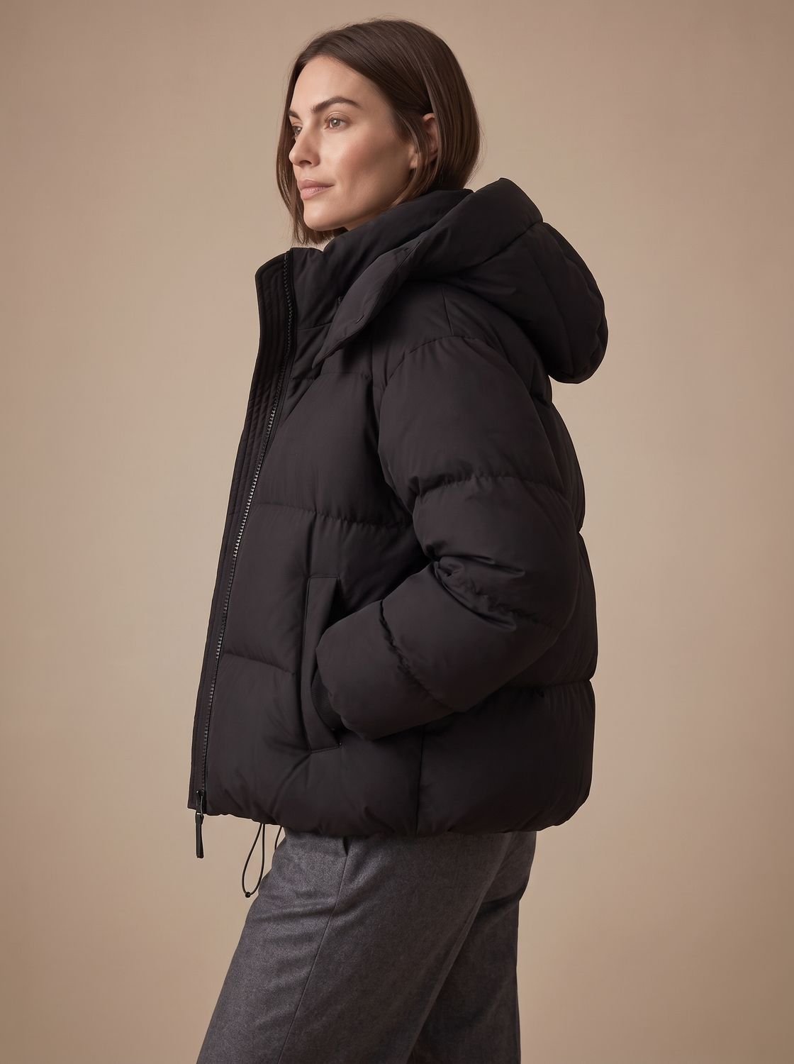 Elfriede | Veste en duvet pour femmes Oversize à capuche courte hiver