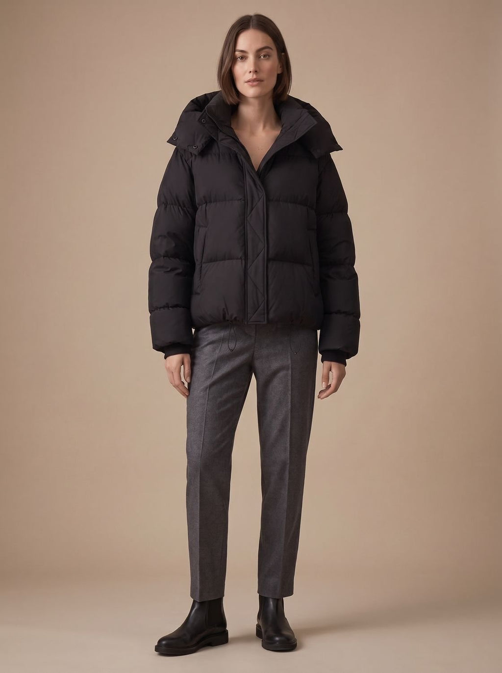 Elfriede | Veste en duvet pour femmes Oversize à capuche courte hiver