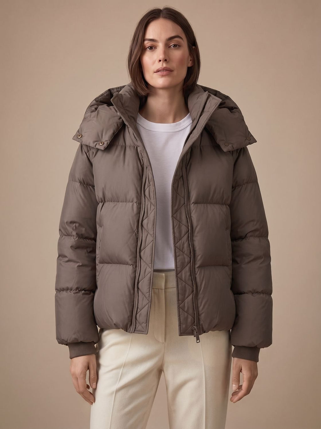 Elfriede | Veste en duvet pour femmes Oversize à capuche courte hiver