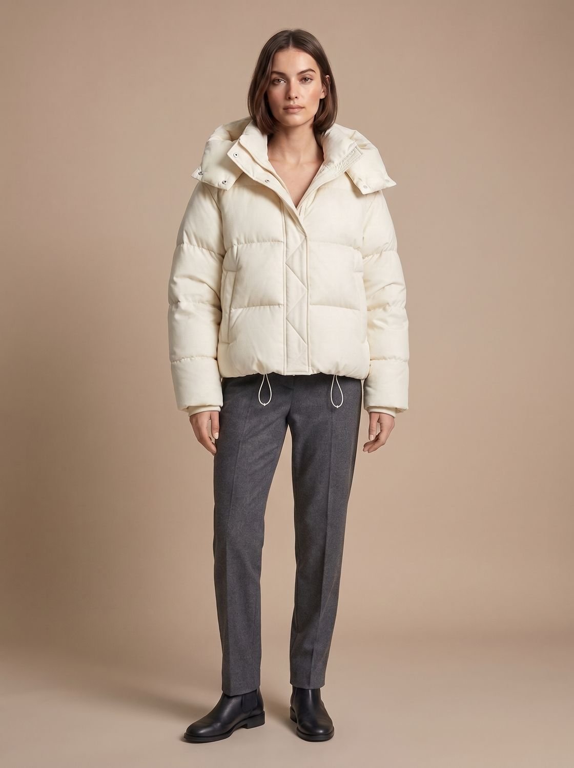 Elfriede | Veste en duvet pour femmes Oversize à capuche courte hiver