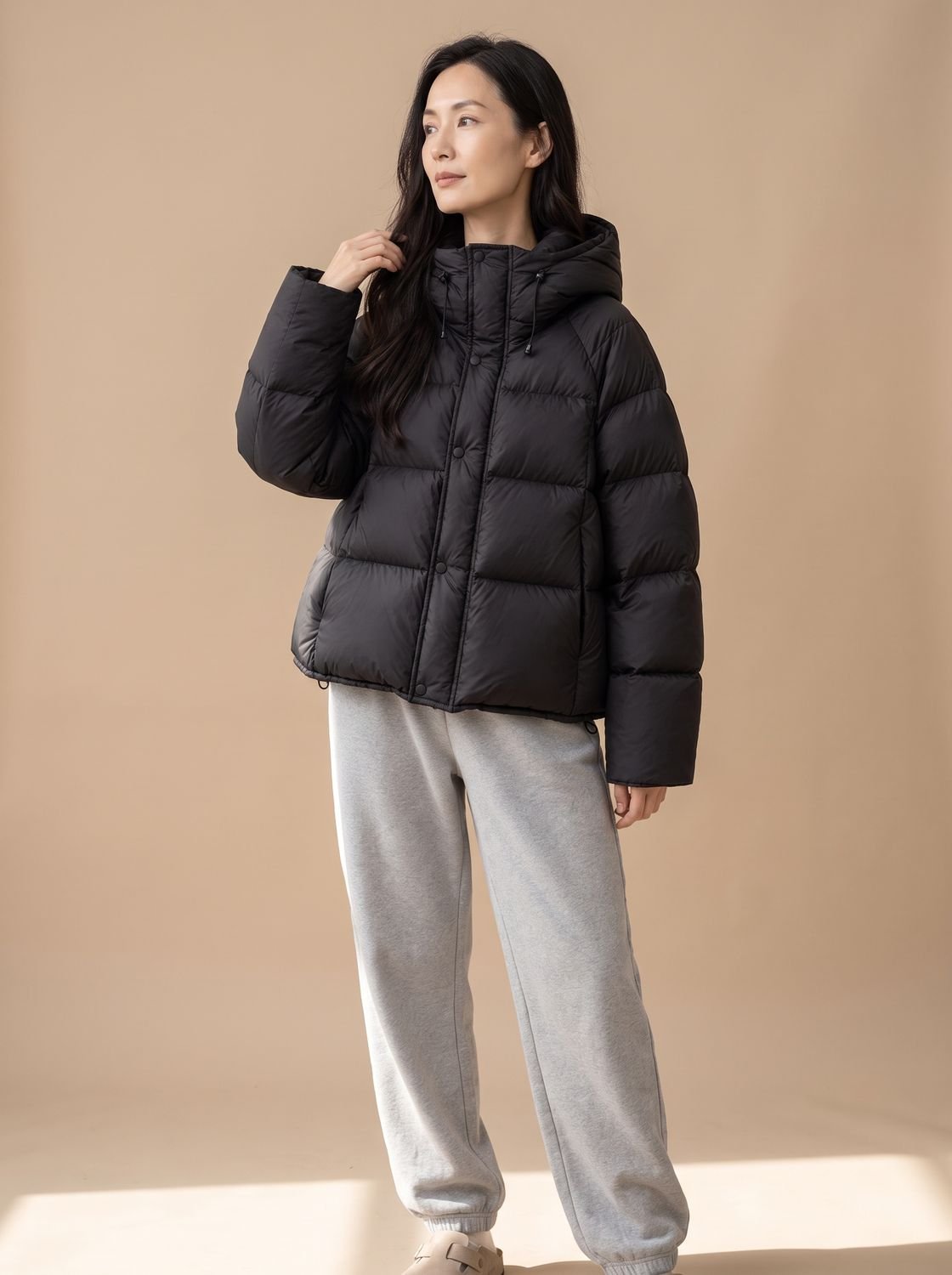Emilia | Veste en duvet pour femmes, oversize, avec capuche, matelassée en duvet de canard