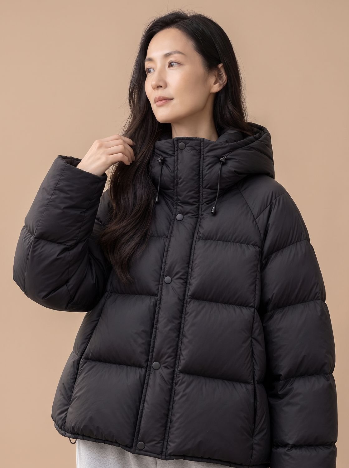 Emilia | Veste en duvet pour femmes, oversize, avec capuche, matelassée en duvet de canard