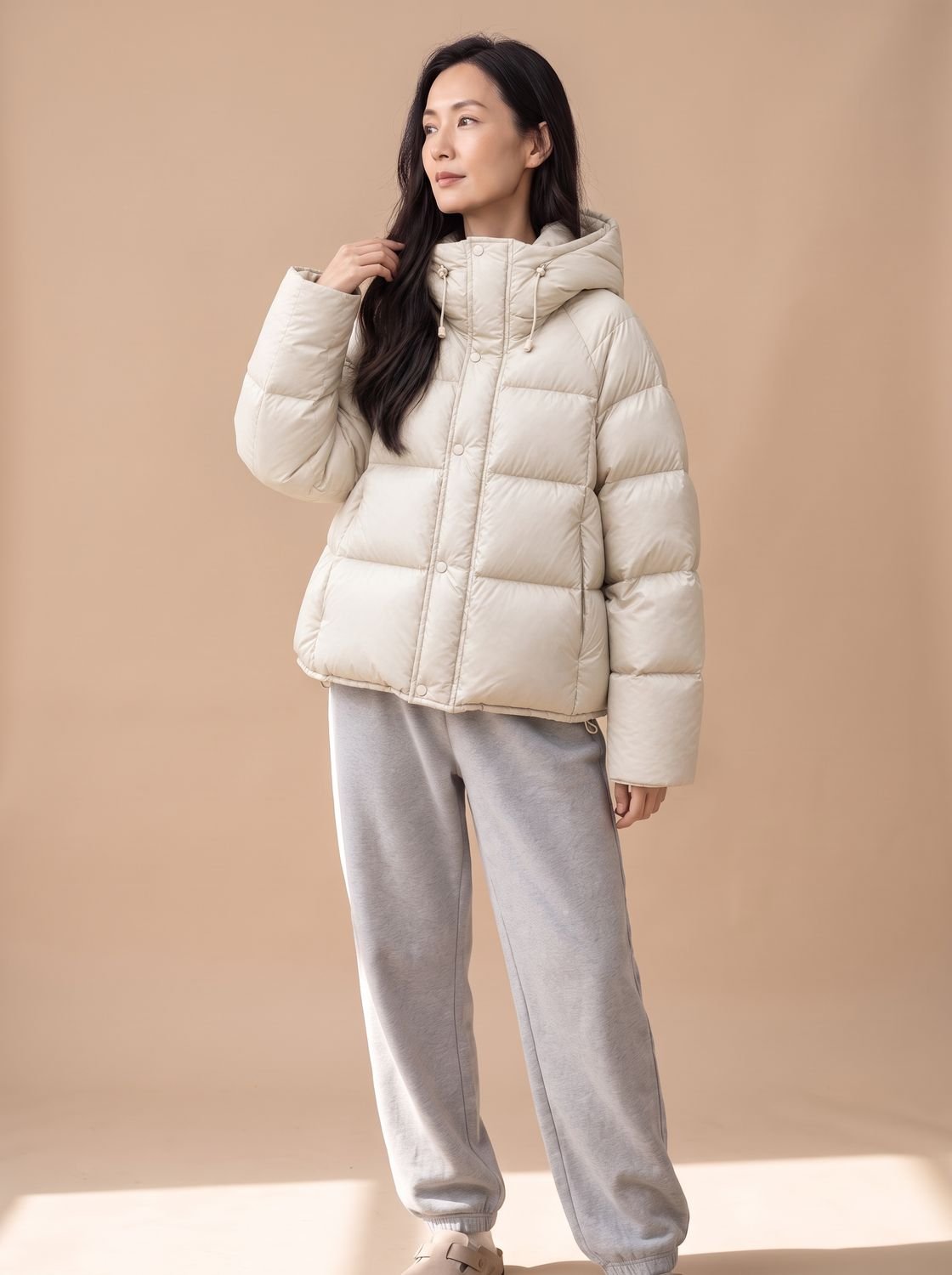 Emilia | Veste en duvet pour femmes, oversize, avec capuche, matelassée en duvet de canard