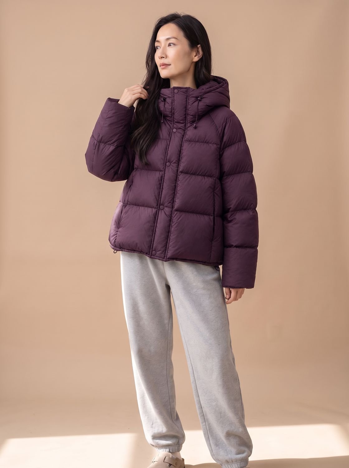 Emilia | Veste en duvet pour femmes, oversize, avec capuche, matelassée en duvet de canard