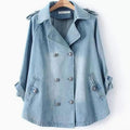Sophie | Manteau en Denim pour Femmes, Cape Oversized, Double Boutonnage, Lavage Vintage