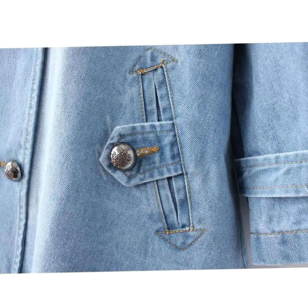 Sophie | Manteau en Denim pour Femmes, Cape Oversized, Double Boutonnage, Lavage Vintage