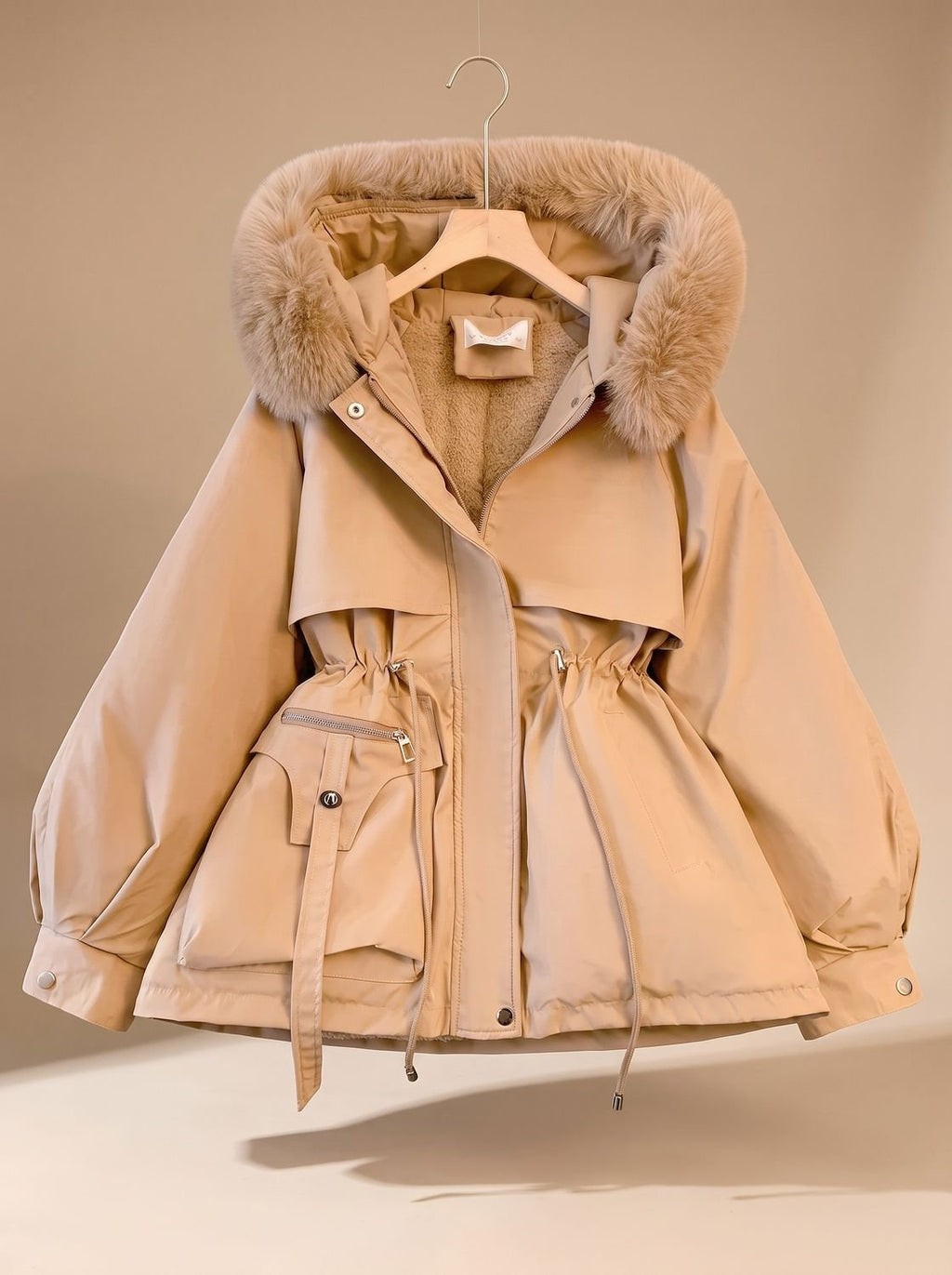 Leonie | Parka d'hiver élégante pour femmes avec capuche en fausse fourrure et cordon de taille