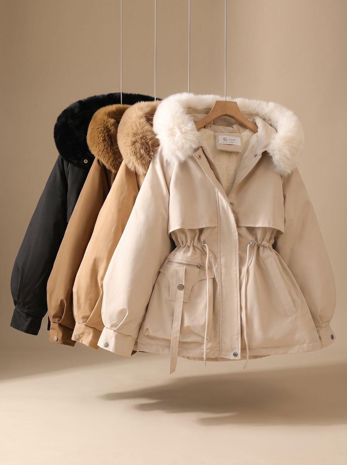 Leonie | Parka d'hiver élégante pour femmes avec capuche en fausse fourrure et cordon de taille