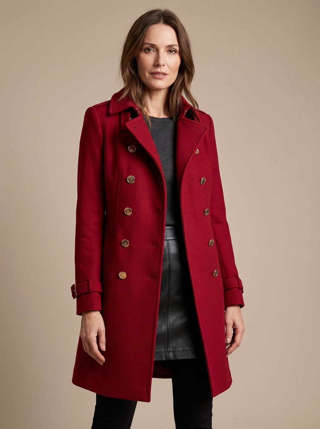 Hannah | Manteau en Laine à Double Boutonnage pour Femmes avec Boutons Dorés