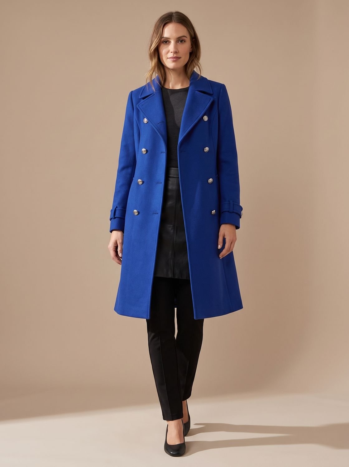 Hannah | Manteau en Laine à Double Boutonnage pour Femmes avec Boutons Dorés