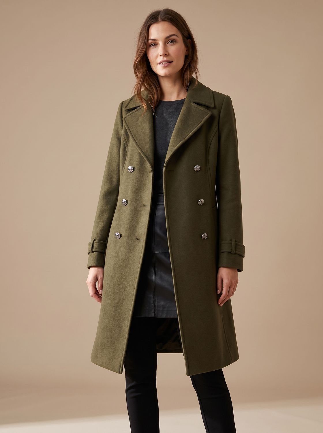 Hannah | Manteau en Laine à Double Boutonnage pour Femmes avec Boutons Dorés