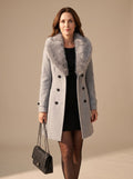 Hannah | Manteau élégant en fausse fourrure pour femmes, double boutonnage, coupe slim