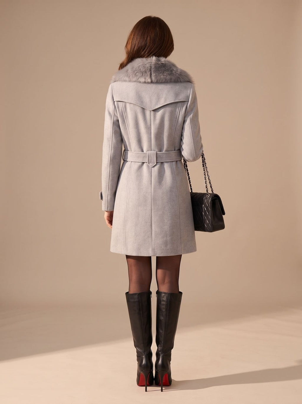 Hannah | Manteau élégant en fausse fourrure pour femmes, double boutonnage, coupe slim