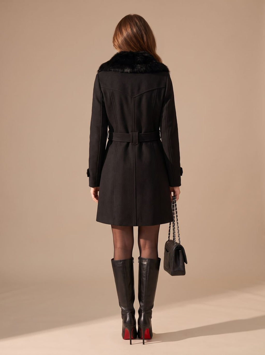 Hannah | Manteau élégant en fausse fourrure pour femmes, double boutonnage, coupe slim