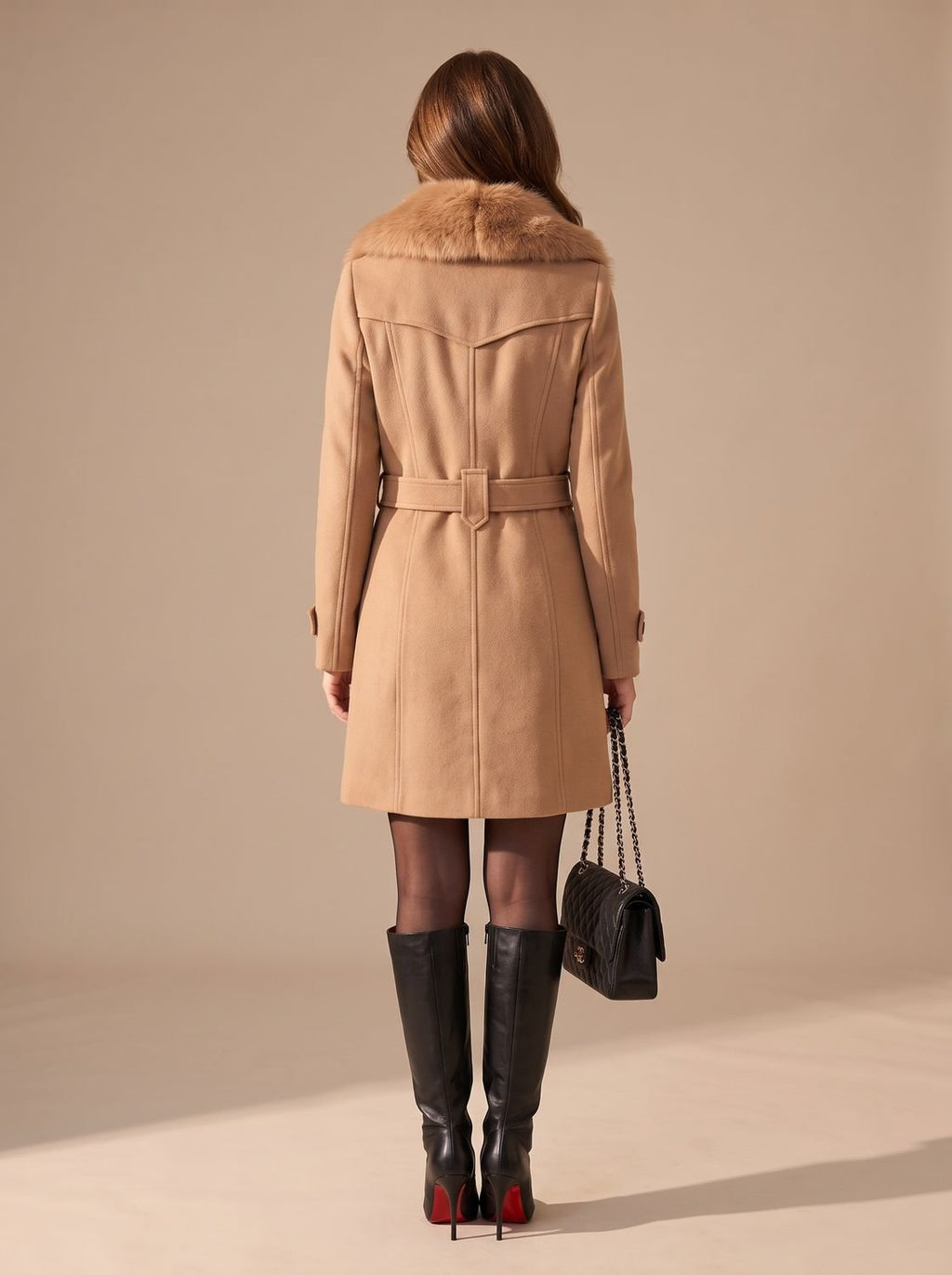 Hannah | Manteau élégant en fausse fourrure pour femmes, double boutonnage, coupe slim