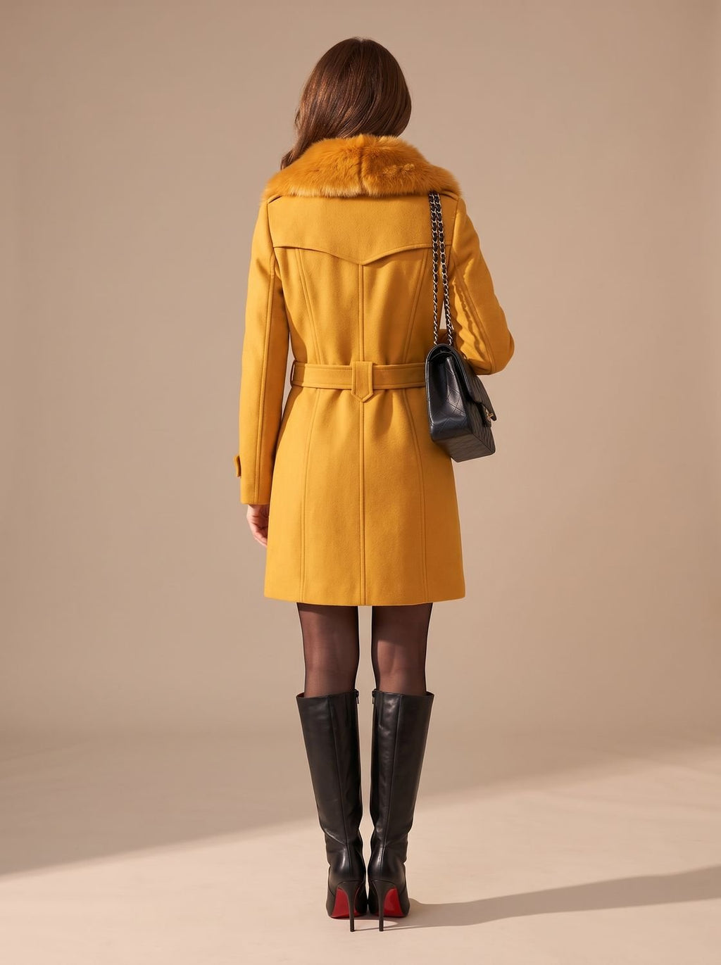 Hannah | Manteau élégant en fausse fourrure pour femmes, double boutonnage, coupe slim
