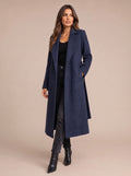 Charlotte | Manteau long en laine élégant pour femmes avec ceinture à nouer et col à revers