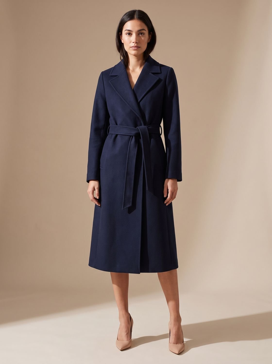 Charlotte | Manteau long en laine élégant pour femmes avec ceinture à nouer et col à revers