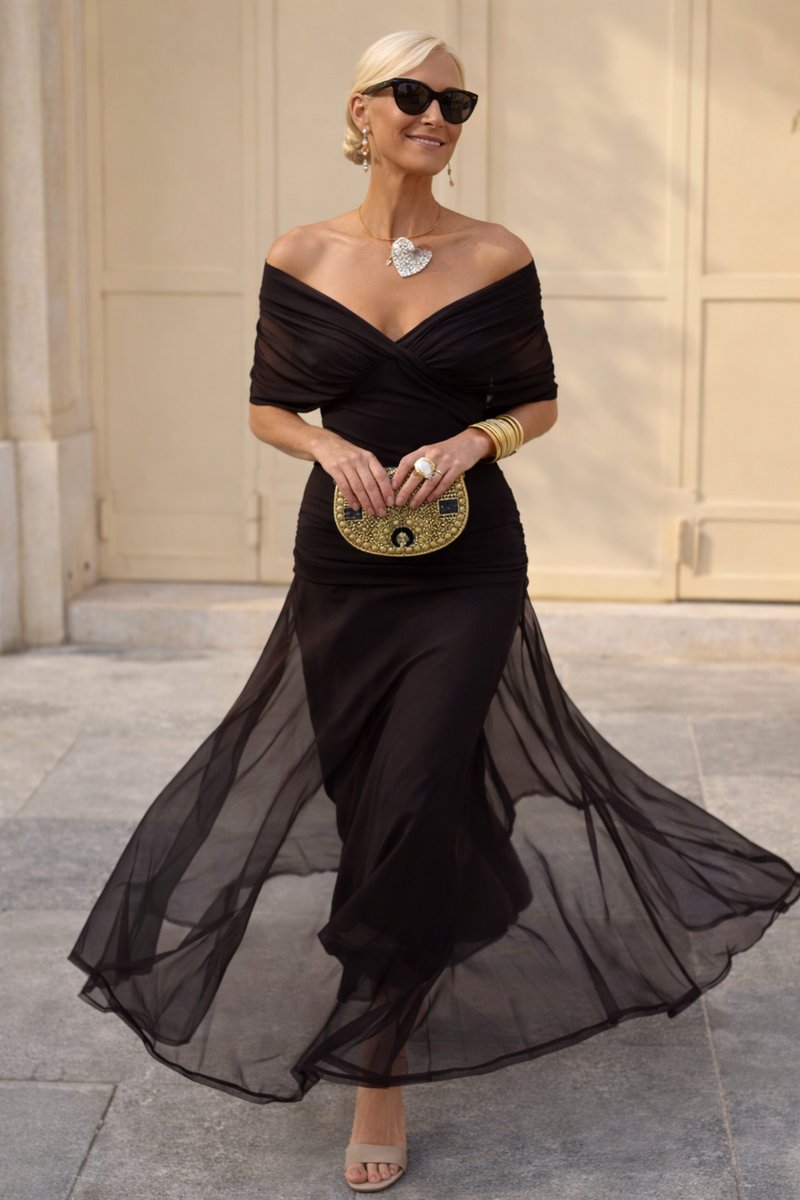Clara | Robe de cocktail élégante pour femmes Maxi décolleté en V en chiffon