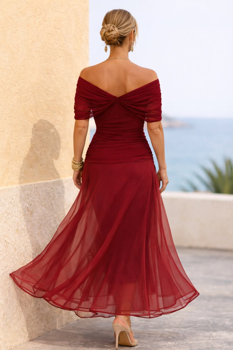 Clara | Robe de cocktail élégante pour femmes Maxi décolleté en V en chiffon