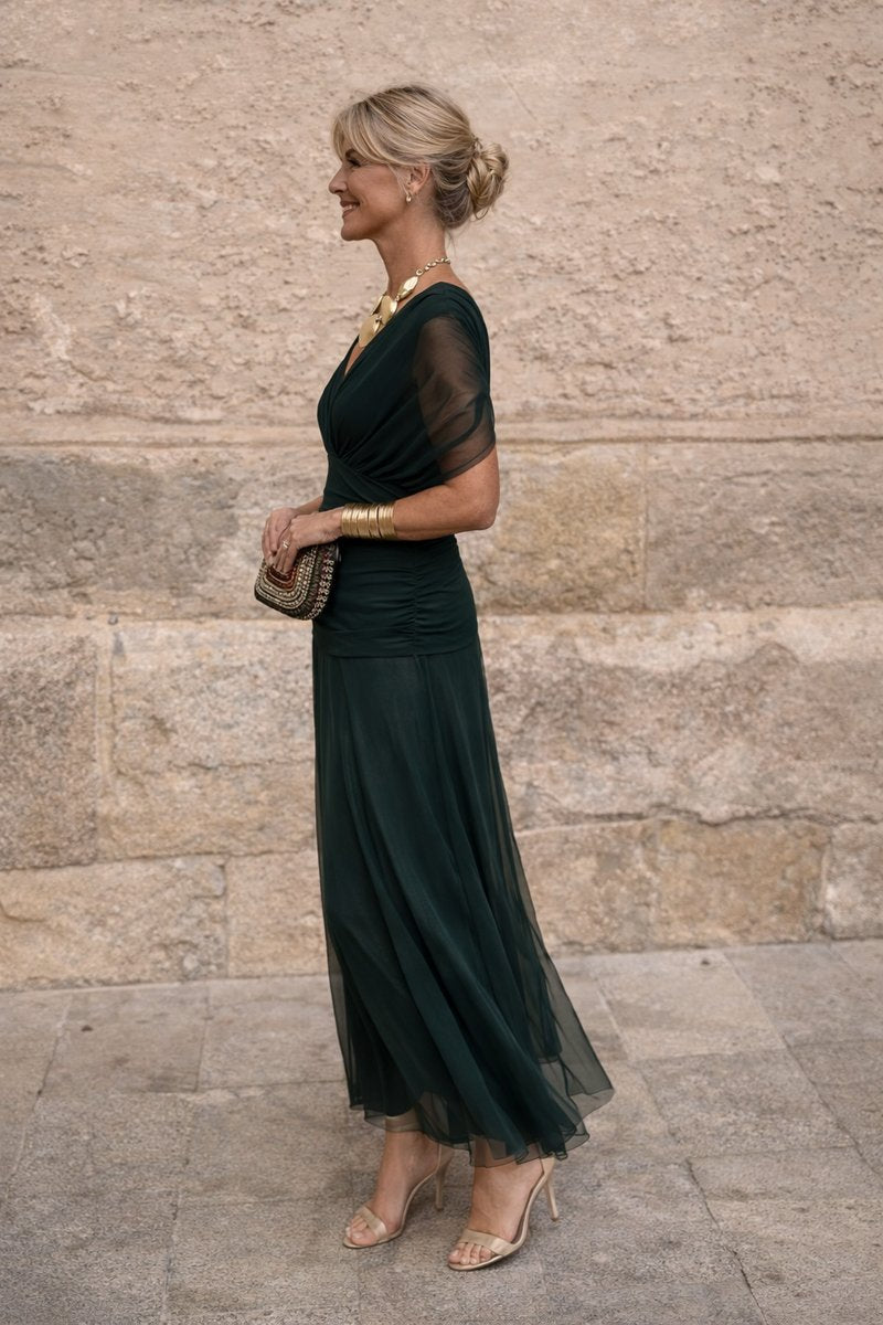 Clara | Robe de cocktail élégante pour femmes Maxi décolleté en V en chiffon