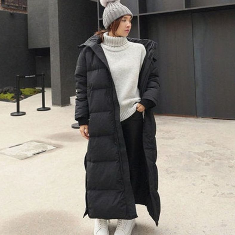 Lena | Manteau matelassé extra long pour femmes avec capuche, isolation thermique coupe-vent