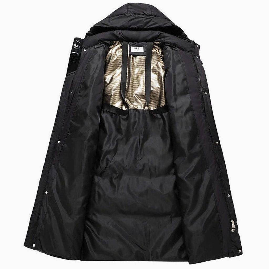 Marie | Parka d'hiver matelassé extra long pour femmes avec capuche et poignets côtelés