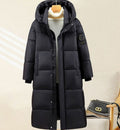 Marie | Parka d'hiver matelassé extra long pour femmes avec capuche et poignets côtelés