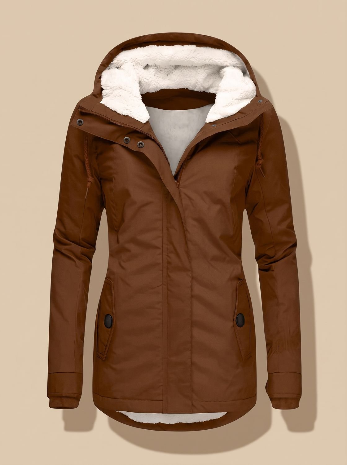Frieda | Veste à capuche imperméable pour femmes avec doublure en polaire et fermeture éclair
