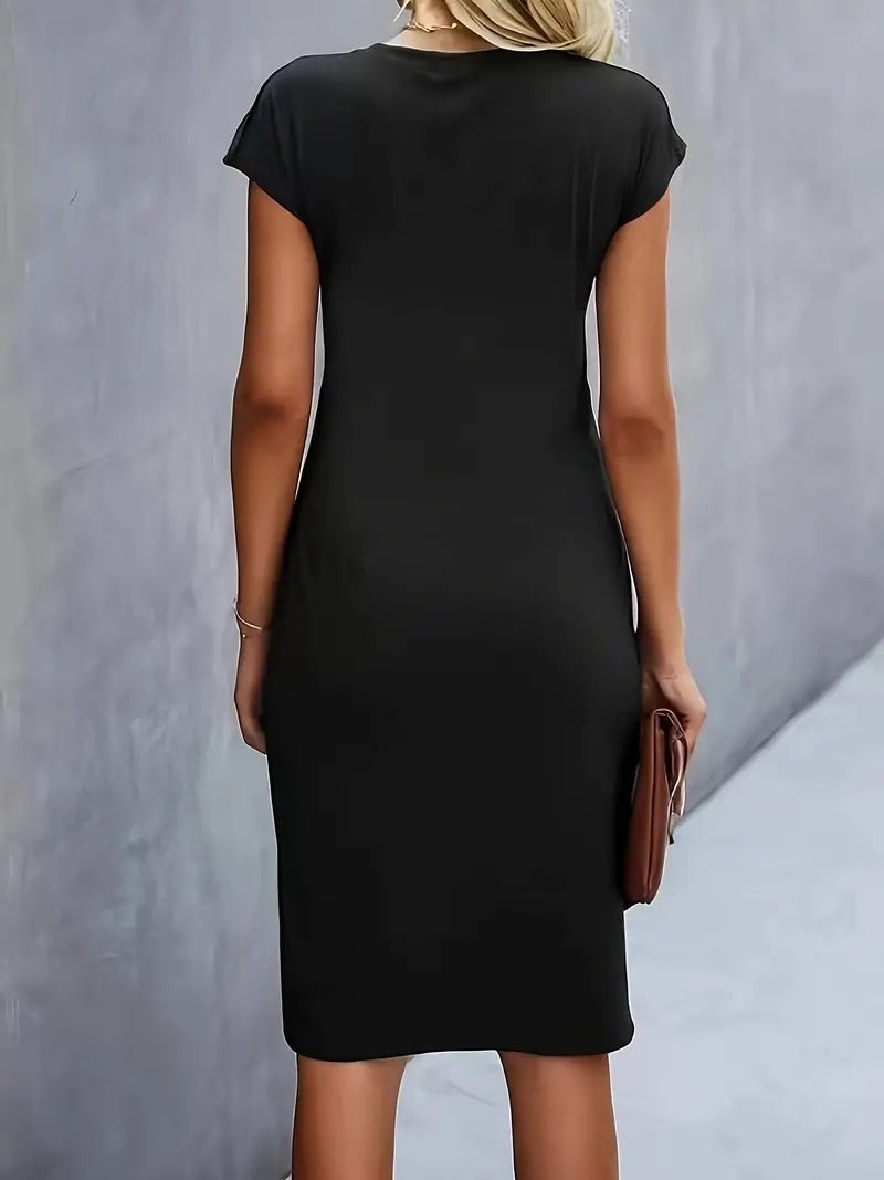 Leonie | Robe midi bodycon à manches courtes froncée pour femmes