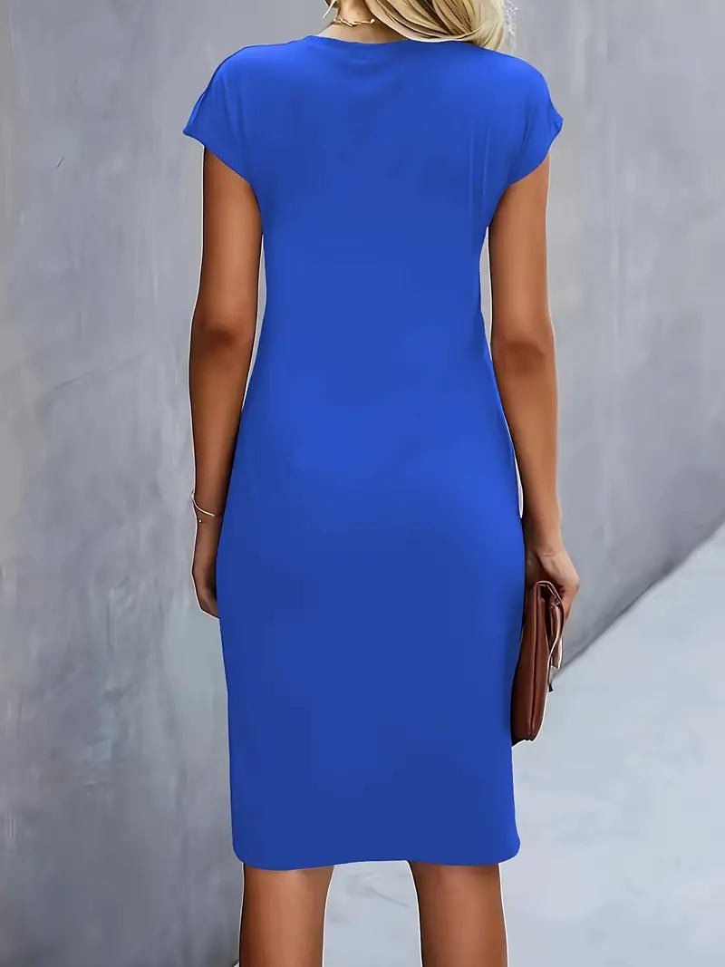 Leonie | Robe midi bodycon à manches courtes froncée pour femmes