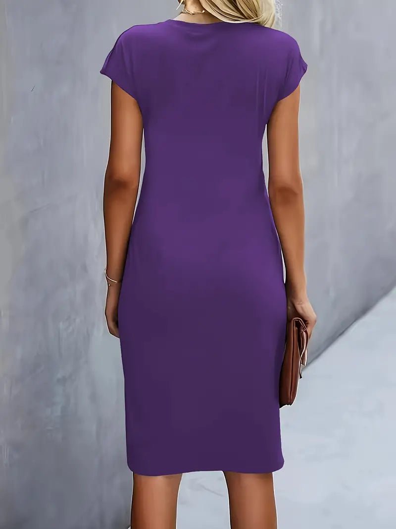 Leonie | Robe midi bodycon à manches courtes froncée pour femmes
