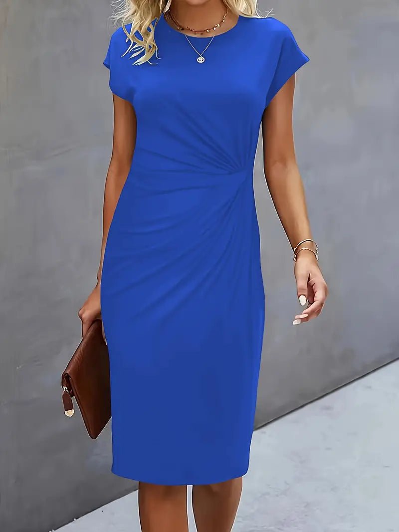 Leonie | Robe midi bodycon à manches courtes froncée pour femmes