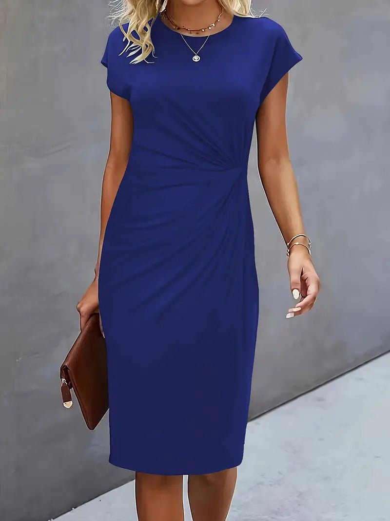 Leonie | Robe midi bodycon à manches courtes froncée pour femmes