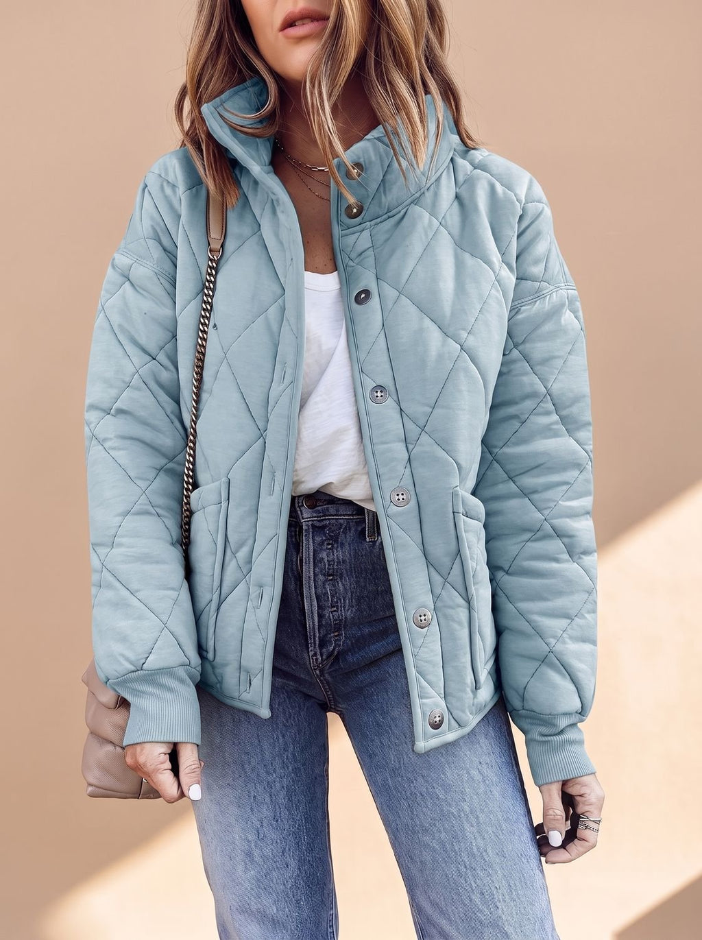 Sophie | Veste de transition matelassée pour femmes avec col montant et boutons