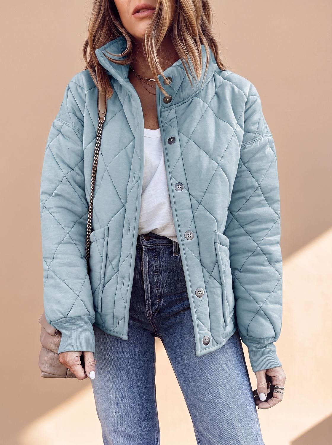 Sophie | Veste de transition matelassée pour femmes avec col montant et boutons