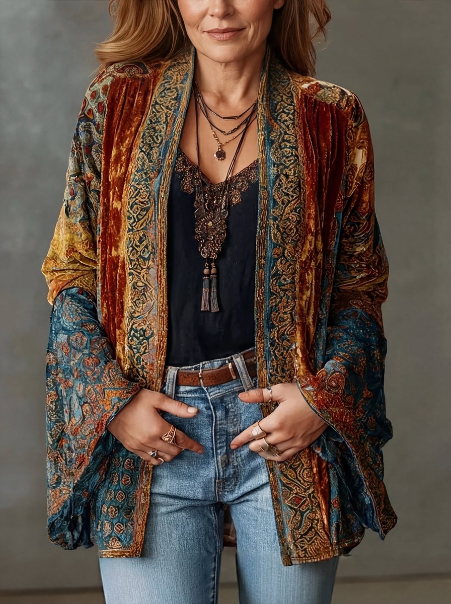 Clara | Veste Matelassée Femme Boho Kimono Coupe Vintage Légère